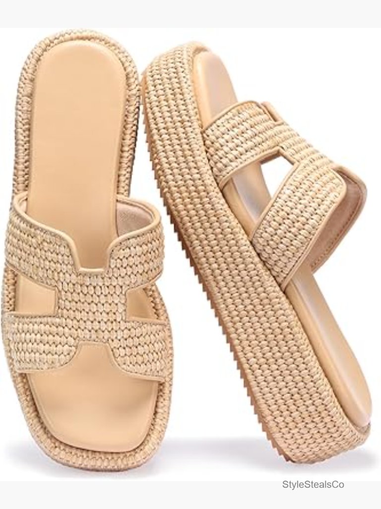 Platform Sandals Slip-On Espadrille Wedges Summer Beach Shoes
